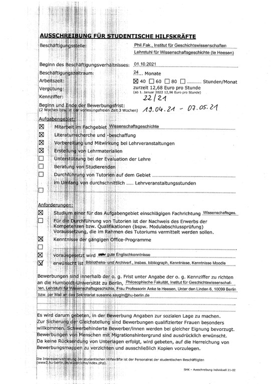 Ausschreibung SHK WiGe 22 21