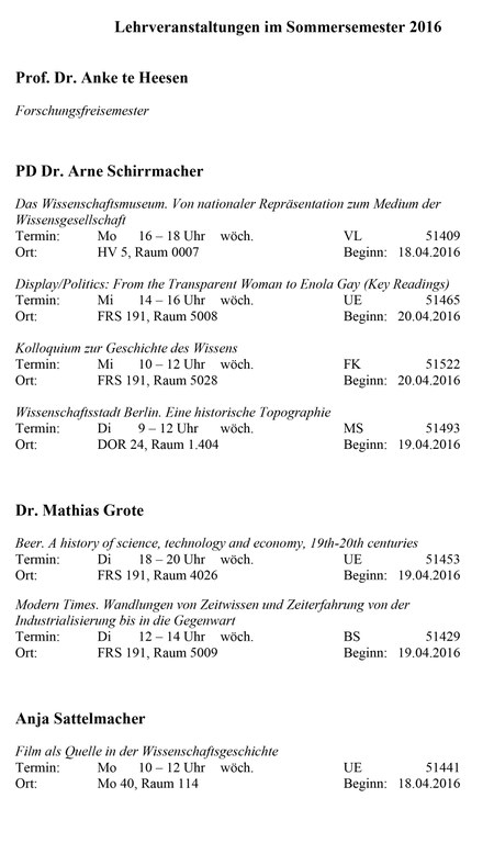 Veranstaltungen SS 16